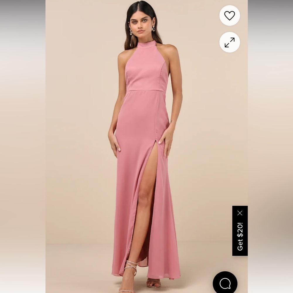 Lulus dusty pink halter maxi dress